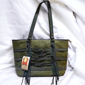 Trinity Ranch Fringed Green Maxi Tote Bag Coastal Cowgirl Cabincore #Max…